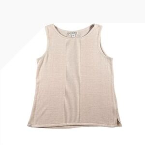 Barefoot Dreams CozyChic Ultra Lite Knit Tank Top Women's Small Beige Sleeveless